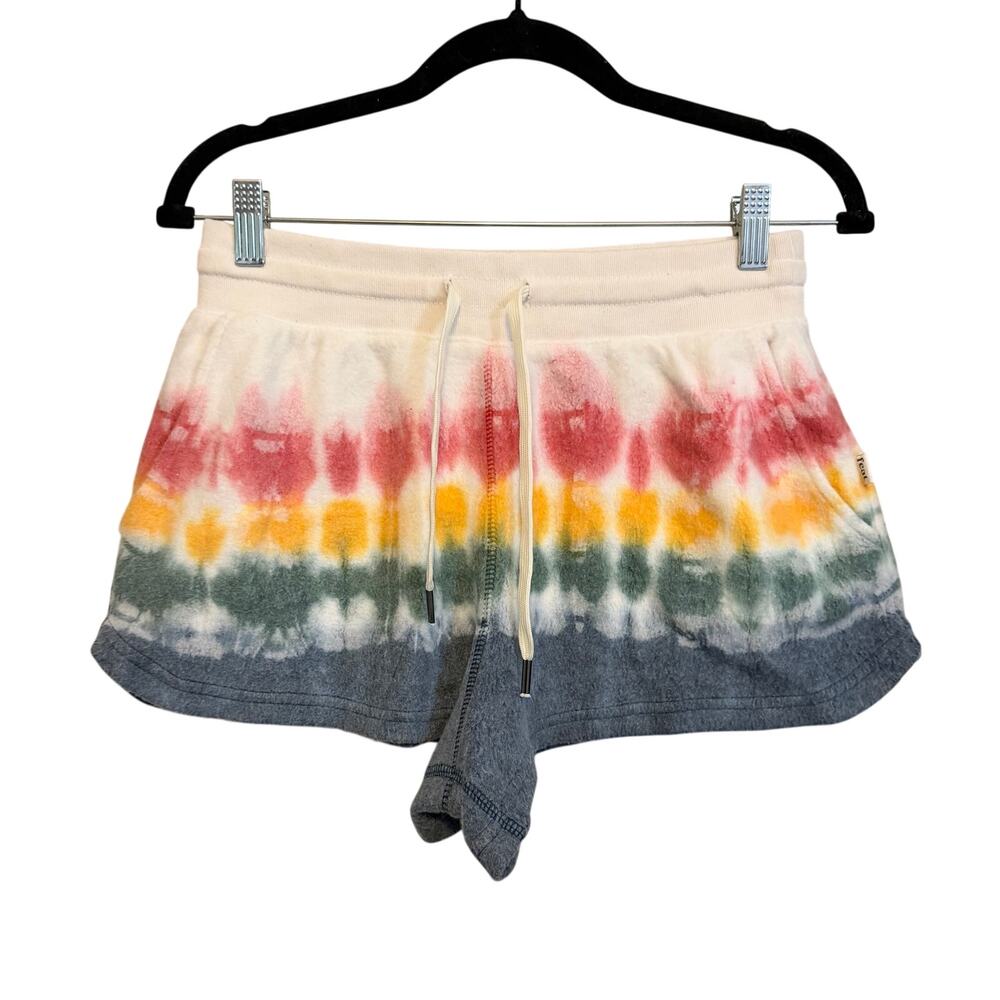 Feat Tie Dye Blanket Shorts Small Rainbow Soft Fleece Lounge Comfy Y2K Aesthetic